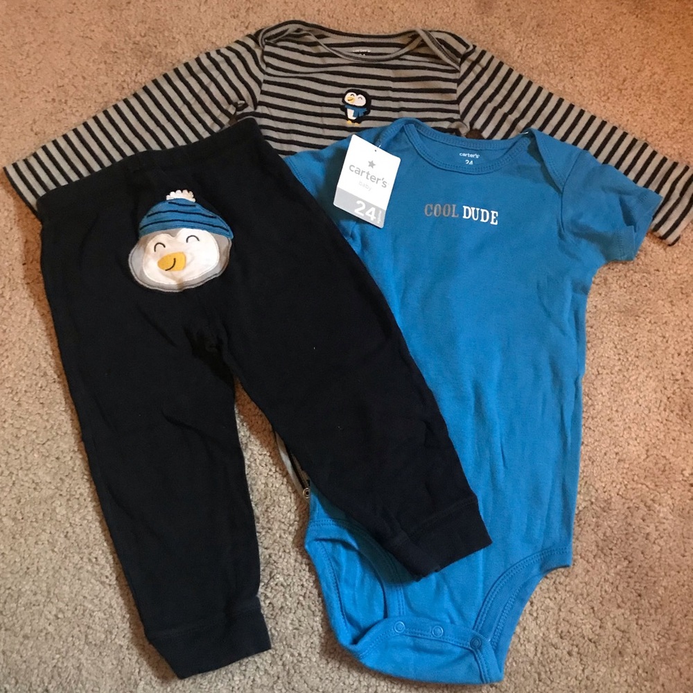 Carter’s 3 Piece Set “Cool Dude” Penguin 24 Mo. - Picture 1 of 3